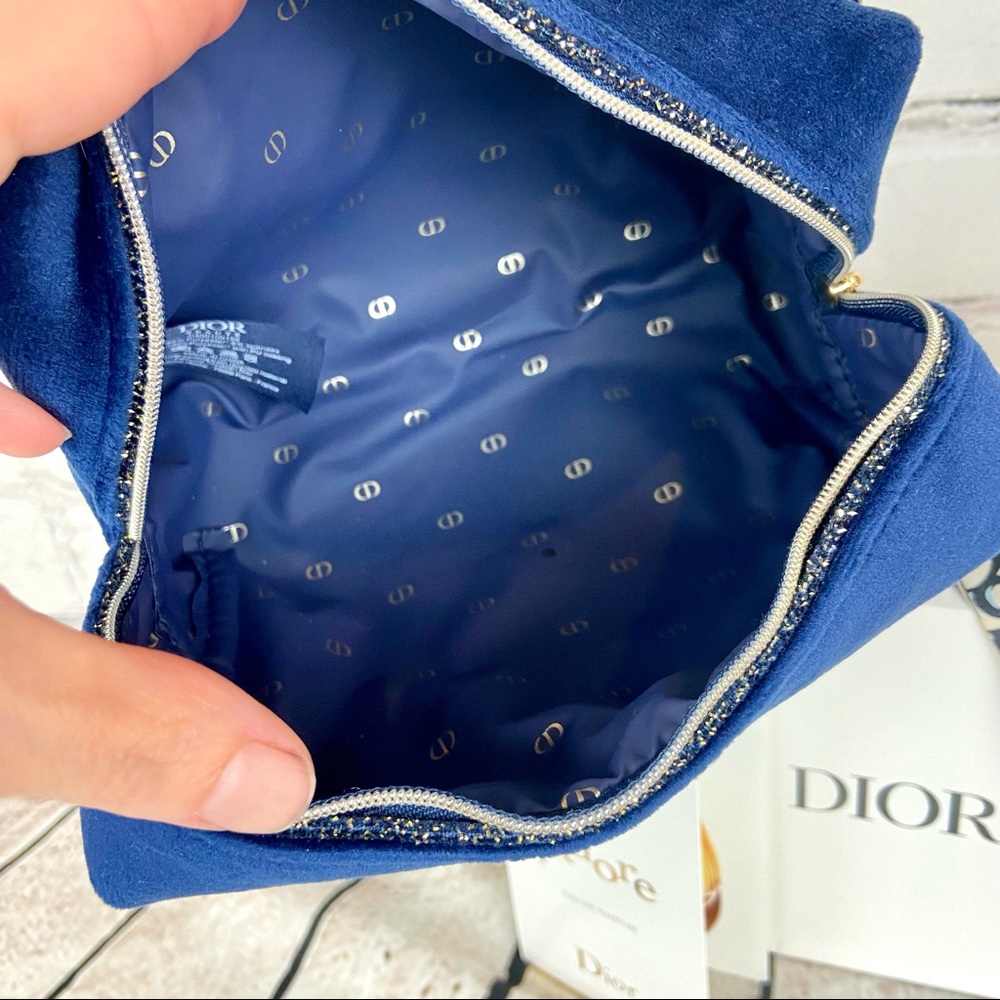 Dior blue velvet pouch crossbody from beauty line with scarf - Picture 9 of 12